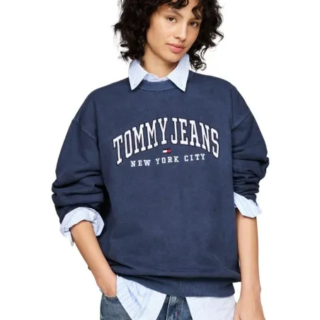 Tommy Jeans – Sweat Varsity décontracté à col ras-du-cou – dark night navy - TOMMY JEANS