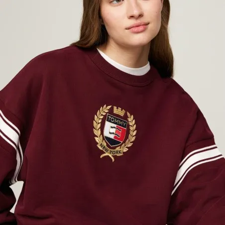 Tommy Jeans – Sweat-shirt Tommy Prep avec logo – Bordeaux - TOMMY JEANS