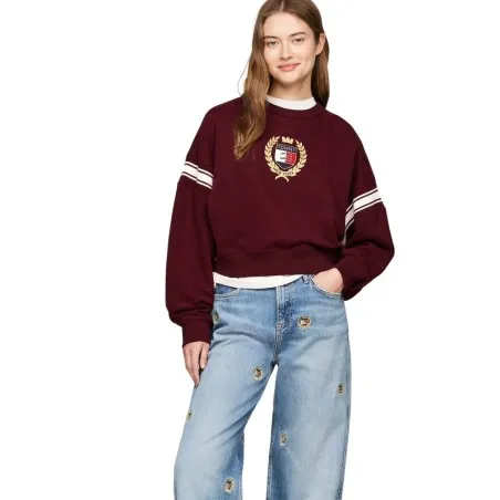Tommy Jeans – Sweat-shirt Tommy Prep avec logo – Bordeaux - TOMMY JEANS