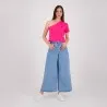 T-shirt femme manche dénudé avec broderie - KONTAKT