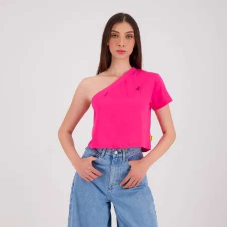 T-shirt femme manche dénudé avec broderie - KONTAKT