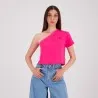 T-shirt femme manche dénudé avec broderie - KONTAKT