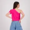 T-shirt femme manche dénudé avec broderie - KONTAKT