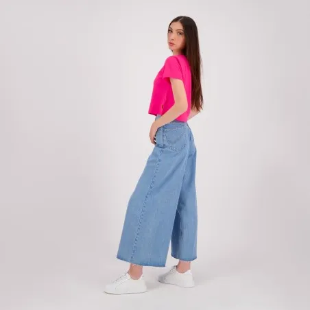T-shirt femme manche dénudé avec broderie - KONTAKT