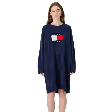 Tommy Jeans – Robe pull décontractée avec laine – Bleu Marine - TOMMY JEANS