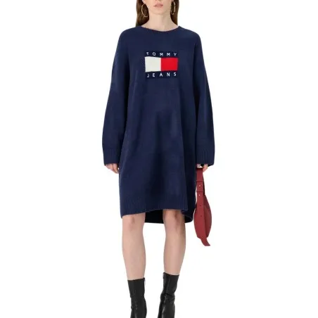 Tommy Jeans – Robe pull décontractée avec laine – Bleu Marine - TOMMY JEANS