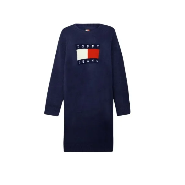 Tommy Jeans – Robe pull décontractée avec laine – Bleu Marine - TOMMY JEANS