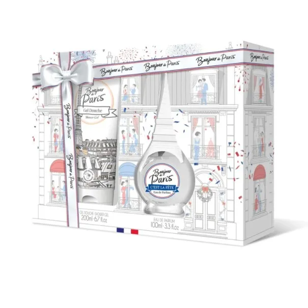Coffret Eau De Parfum Femme BONJOUR  C’ EST LA FETE EAU DE PARFUM 100 ML ET GEL DOUCHE 200 ML - BONJOUR
