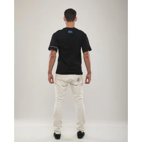 T-shirt Noir Broderie Berbère – Détails Denim - MAZIJ