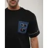 T-shirt Noir Broderie Berbère – Détails Denim - MAZIJ