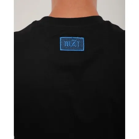 T-shirt Noir Broderie Berbère – Détails Denim - MAZIJ