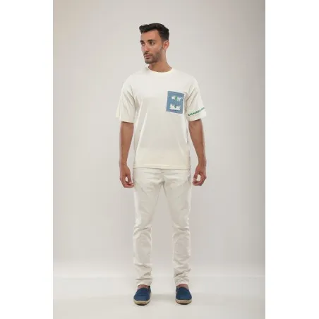 T-shirt Brodé Écru Mémoire Vive - MAZIJ
