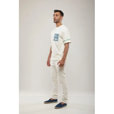 T-shirt Brodé Écru Mémoire Vive - MAZIJ