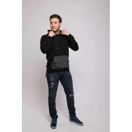 Sweatshirt Noir et Gris Homme - MAZIJ
