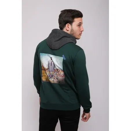 Sweatshirt Vert et Gris Homme - MAZIJ