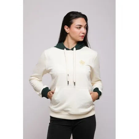 Sweatshirt Blanc – Vert Broderie Fer Forgé Tunisien - MAZIJ