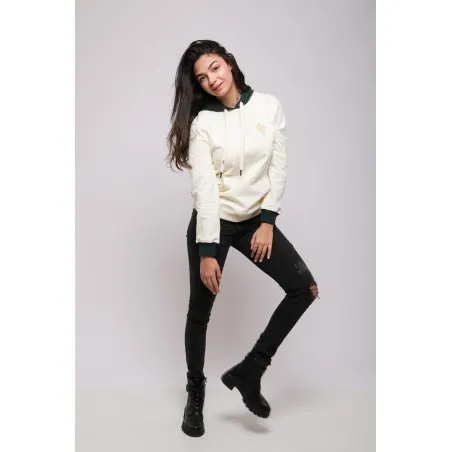 Sweatshirt Blanc – Vert Broderie Fer Forgé Tunisien - MAZIJ