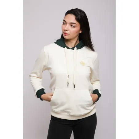 Sweatshirt Blanc – Vert Broderie Fer Forgé Tunisien - MAZIJ