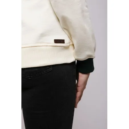 Sweatshirt Blanc – Vert Broderie Fer Forgé Tunisien - MAZIJ
