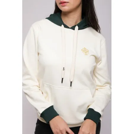 Sweatshirt Blanc – Vert Broderie Fer Forgé Tunisien - MAZIJ