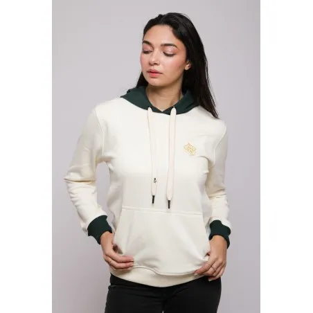 Sweatshirt Blanc – Vert Broderie Fer Forgé Tunisien - MAZIJ