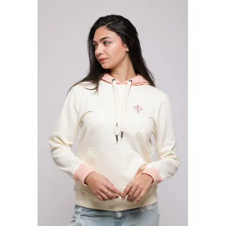 Sweatshirt Blanc - Rose Broderie Fer Forgé Tunisien - MAZIJ