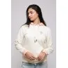 Sweatshirt Blanc - Rose Broderie Fer Forgé Tunisien - MAZIJ