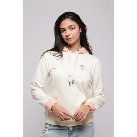 Sweatshirt Blanc - Rose Broderie Fer Forgé Tunisien - MAZIJ