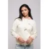 Sweatshirt Blanc - Rose Broderie Fer Forgé Tunisien - MAZIJ