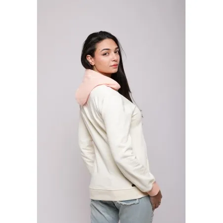 Sweatshirt Blanc - Rose Broderie Fer Forgé Tunisien - MAZIJ