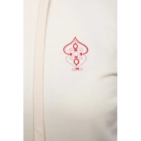 Sweatshirt Blanc - Rose Broderie Fer Forgé Tunisien - MAZIJ