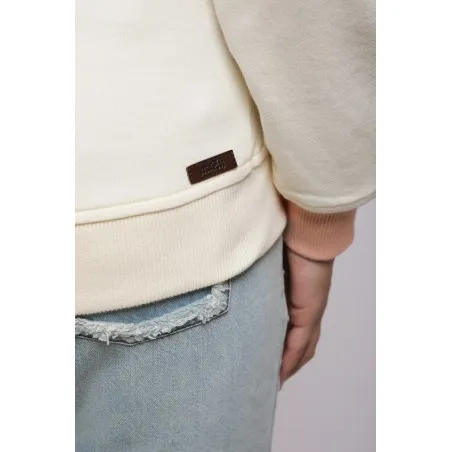 Sweatshirt Blanc - Rose Broderie Fer Forgé Tunisien - MAZIJ