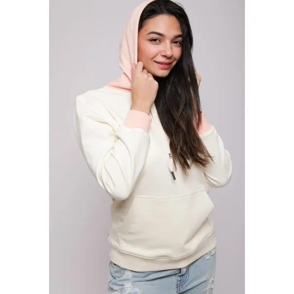 Sweatshirt Blanc - Rose Broderie Fer Forgé Tunisien - MAZIJ