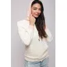 Sweatshirt Blanc - Rose Broderie Fer Forgé Tunisien - MAZIJ