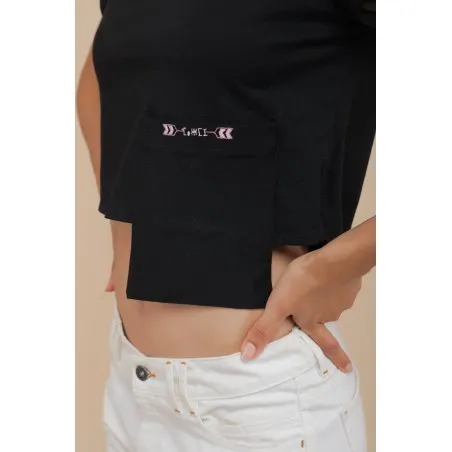 CROP-TOP NOIR AVEC POCHE - MAZIJ
