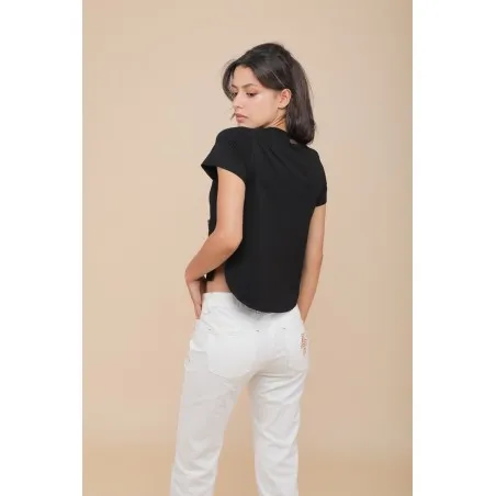 CROP-TOP NOIR AVEC POCHE - MAZIJ