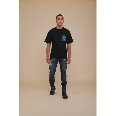 T-SHIRT OVERSIZE NOIR - IMPRESSION FAÏENCE - MAZIJ