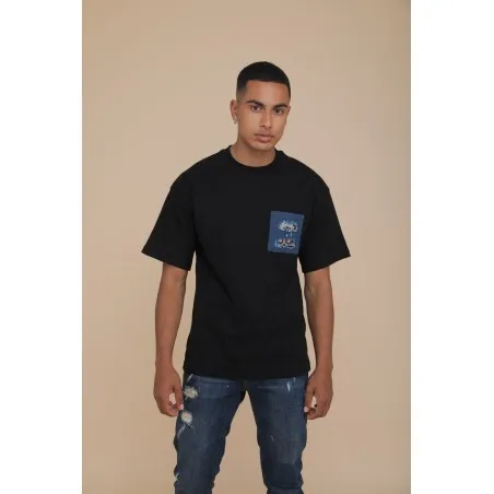 T-SHIRT OVERSIZE NOIR - IMPRESSION FAÏENCE - MAZIJ