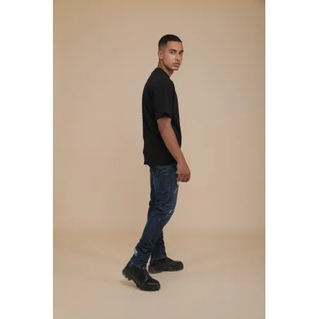 T-SHIRT OVERSIZE NOIR - IMPRESSION FAÏENCE - MAZIJ