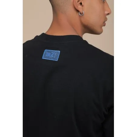T-SHIRT OVERSIZE NOIR - IMPRESSION FAÏENCE - MAZIJ