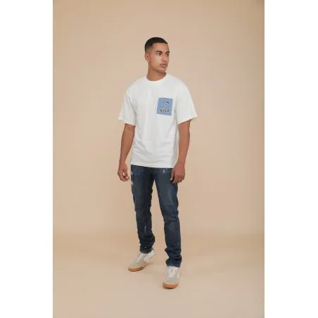 T-SHIRT OVERSIZE ECRU - IMPRESSION FAÏENCE - MAZIJ