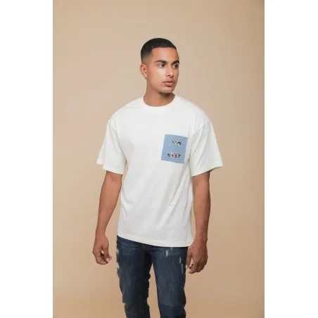 T-SHIRT OVERSIZE ECRU - IMPRESSION FAÏENCE - MAZIJ