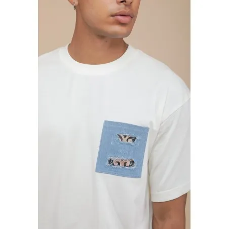 T-SHIRT OVERSIZE ECRU - IMPRESSION FAÏENCE - MAZIJ