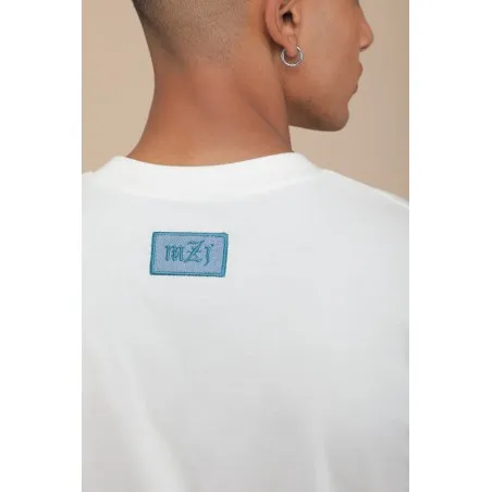 T-SHIRT OVERSIZE ECRU - IMPRESSION FAÏENCE - MAZIJ