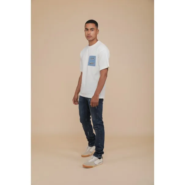 T-SHIRT OVERSIZE ECRU - IMPRESSION FAÏENCE - MAZIJ