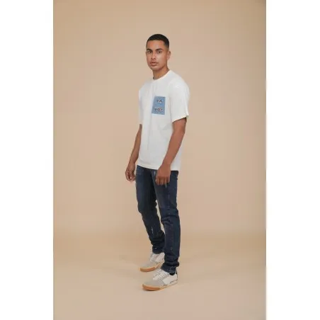 T-SHIRT OVERSIZE ECRU - IMPRESSION FAÏENCE - MAZIJ
