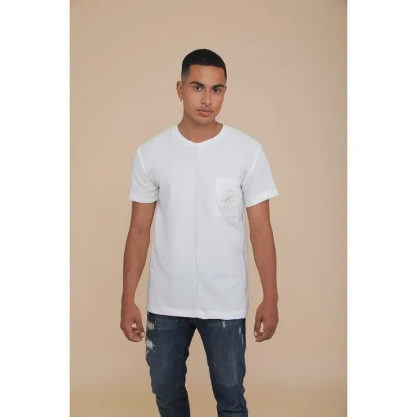 T-SHIRT BLANC AVEC POCHE - MAZIJ