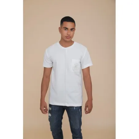 T-SHIRT BLANC AVEC POCHE - MAZIJ