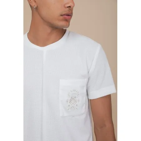 T-SHIRT BLANC AVEC POCHE - MAZIJ