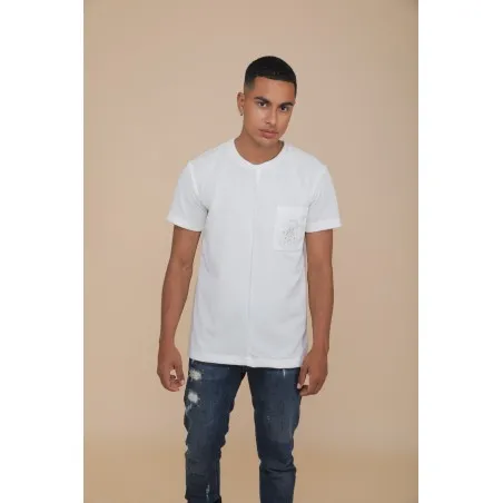 T-SHIRT BLANC AVEC POCHE - MAZIJ